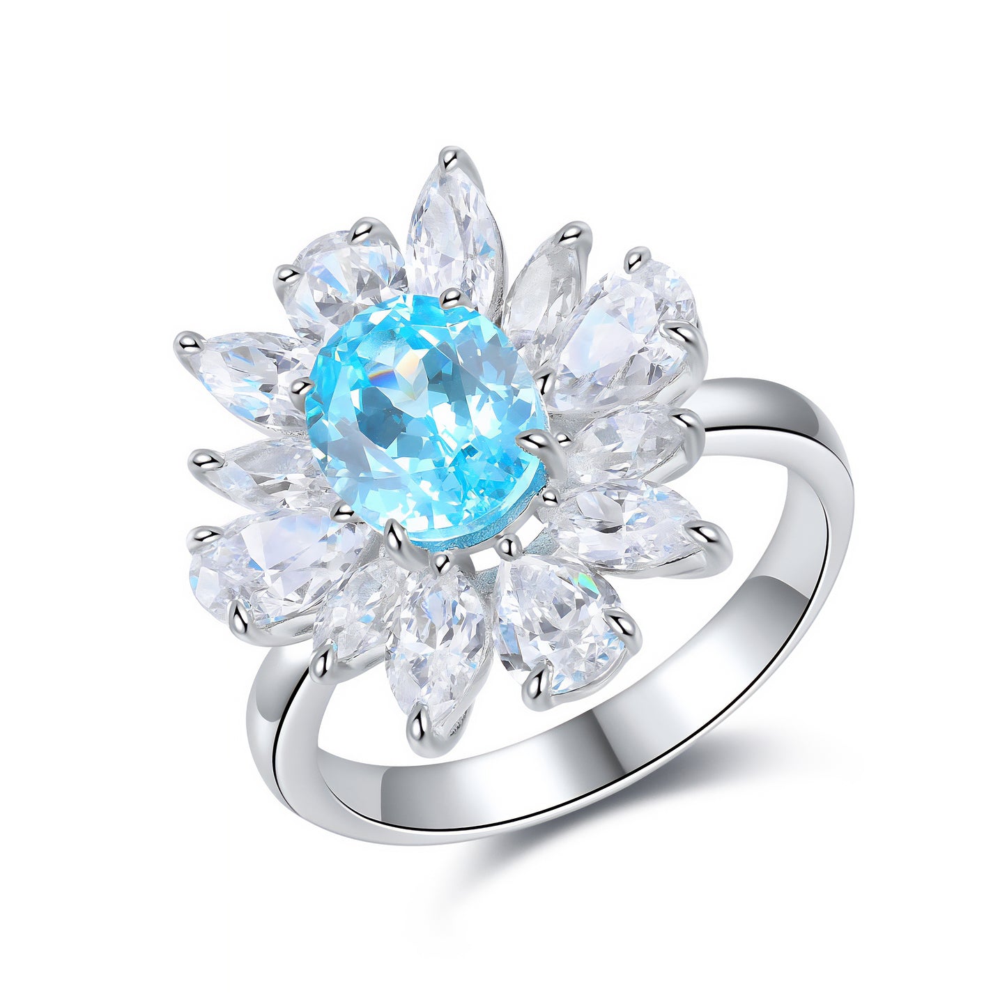 Mazurka No.2 | Oval Paraiba Floral Ring