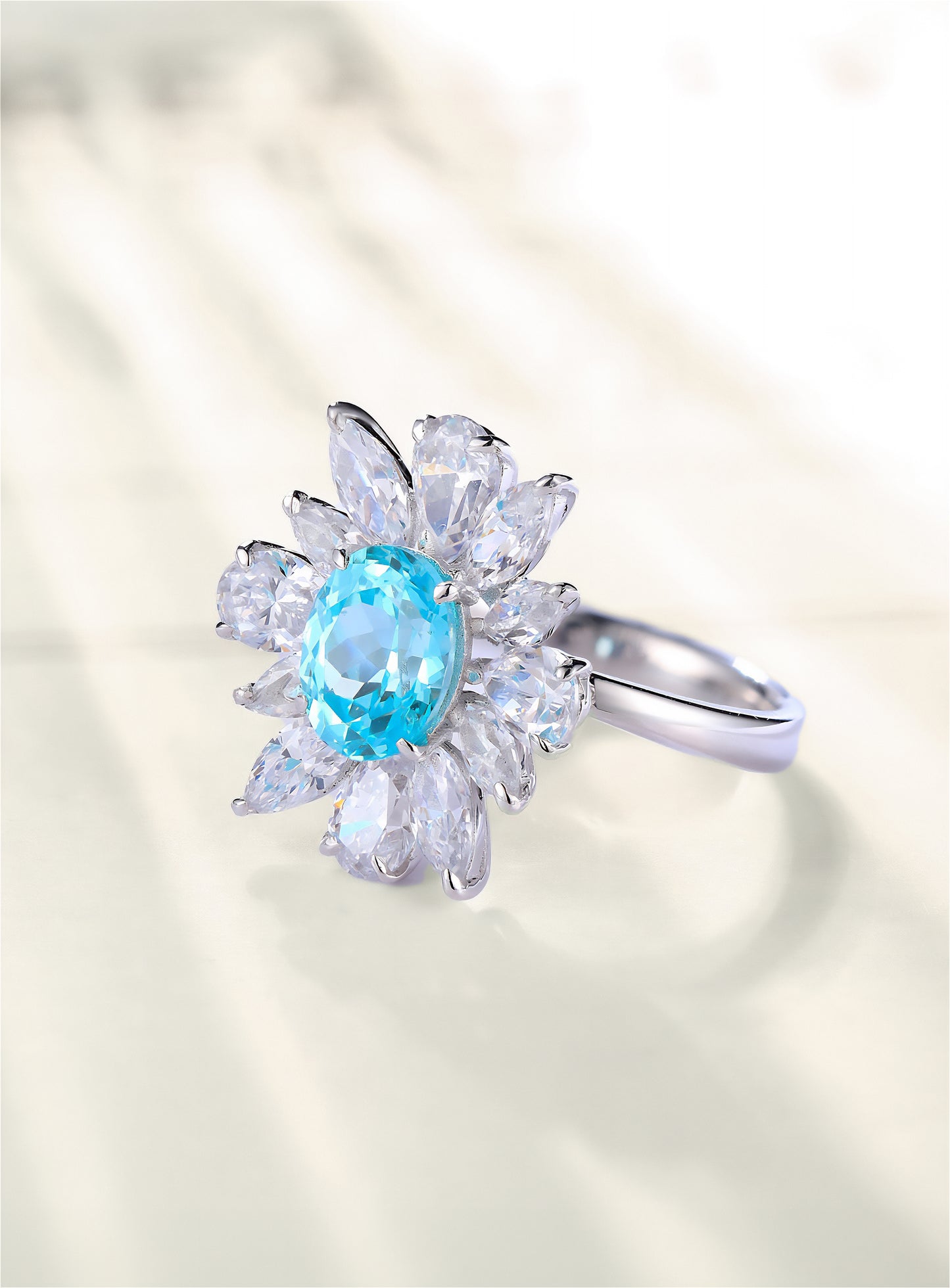 Mazurka No.2 | Oval Paraiba Floral Ring